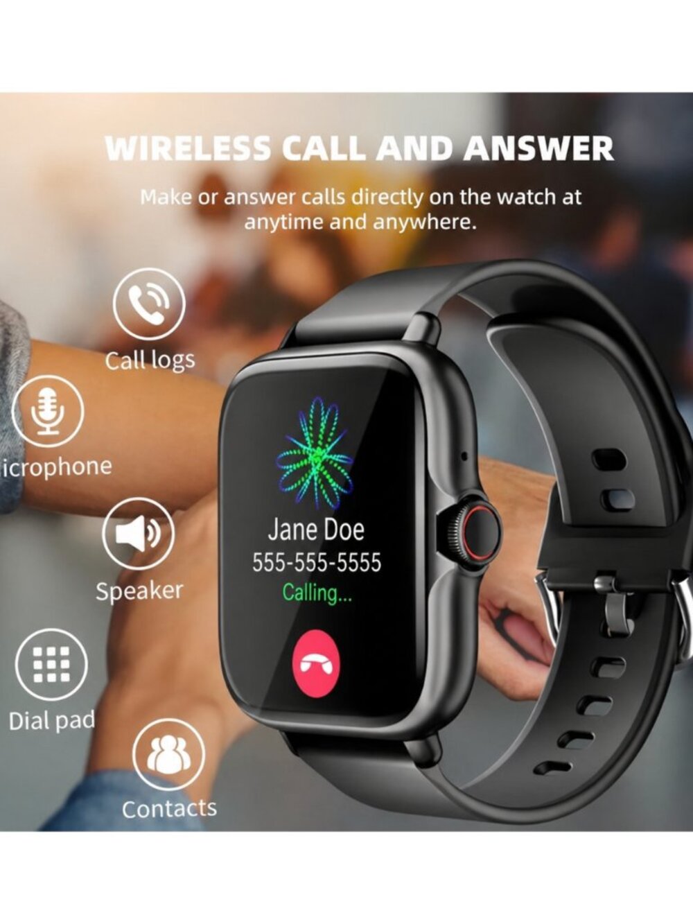 NIB Smart Watch Multi Function Fitness Tracker Call Black Music Camera Pedometer